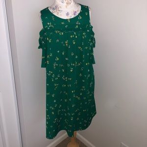 LC Lauren Conrad Green Cold Shoulder Dress